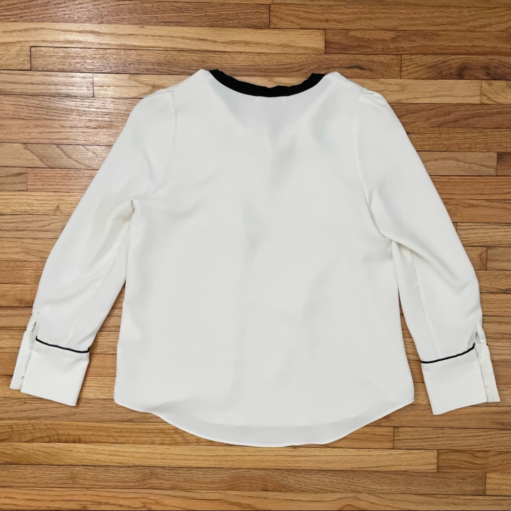 OLIVE White Ribbon Neck Blouse - Picture 8 of 11